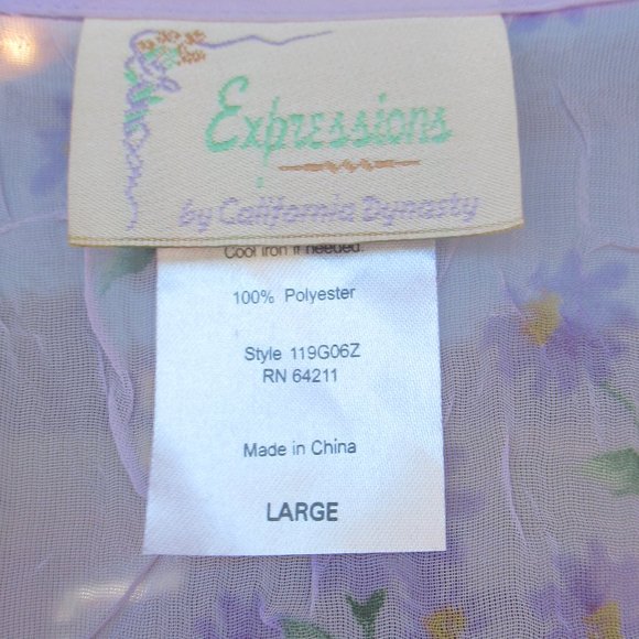 NWT VINTAGE  sheer floral print robe L - Picture 10 of 12